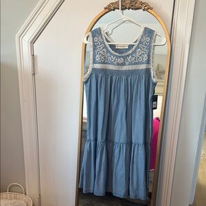 Blue Embroidered Kids Dress